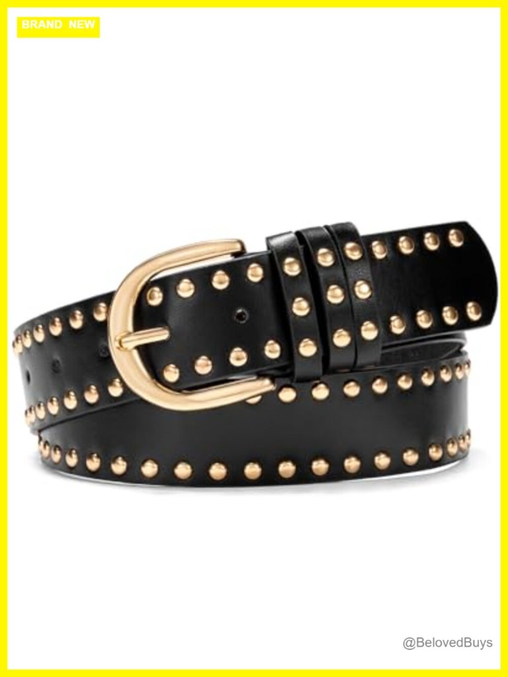 Faux Leather Studded Punk Belt for Women, Adjustable Waist